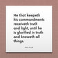 Wall-mounted scripture tile for D&C 93:28 - "He that keepeth his commandments receiveth truth and light"