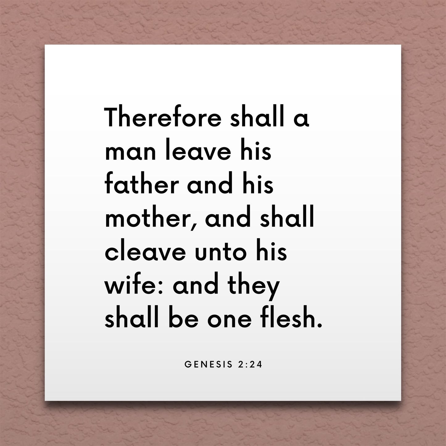 Wall-mounted scripture tile for Genesis 2:24 - "Therefore shall a man leave his father and his mother"