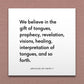 Wall-mounted scripture tile for Articles of Faith 7 - "We believe in the gift of tongues, prophecy, revelation"