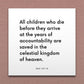 Wall-mounted scripture tile for D&C 137:10 - "All children who die before the years of accountability"