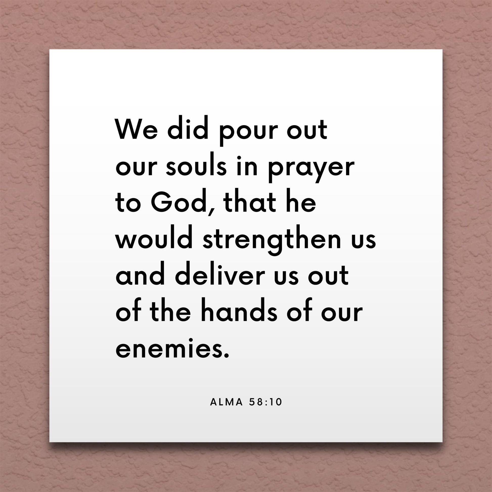 Wall-mounted scripture tile for Alma 58:10 - "We did pour out our souls in prayer to God"