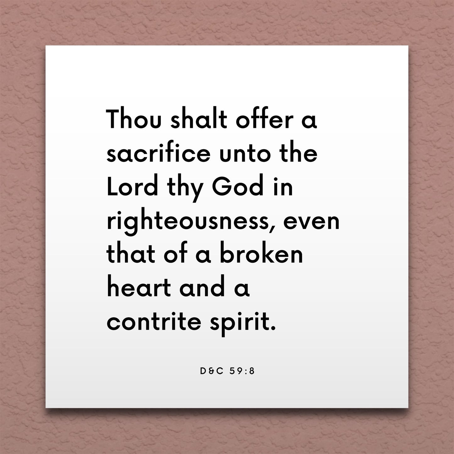 Wall-mounted scripture tile for D&C 59:8 - "Thou shalt offer a sacrifice unto the Lord thy God"