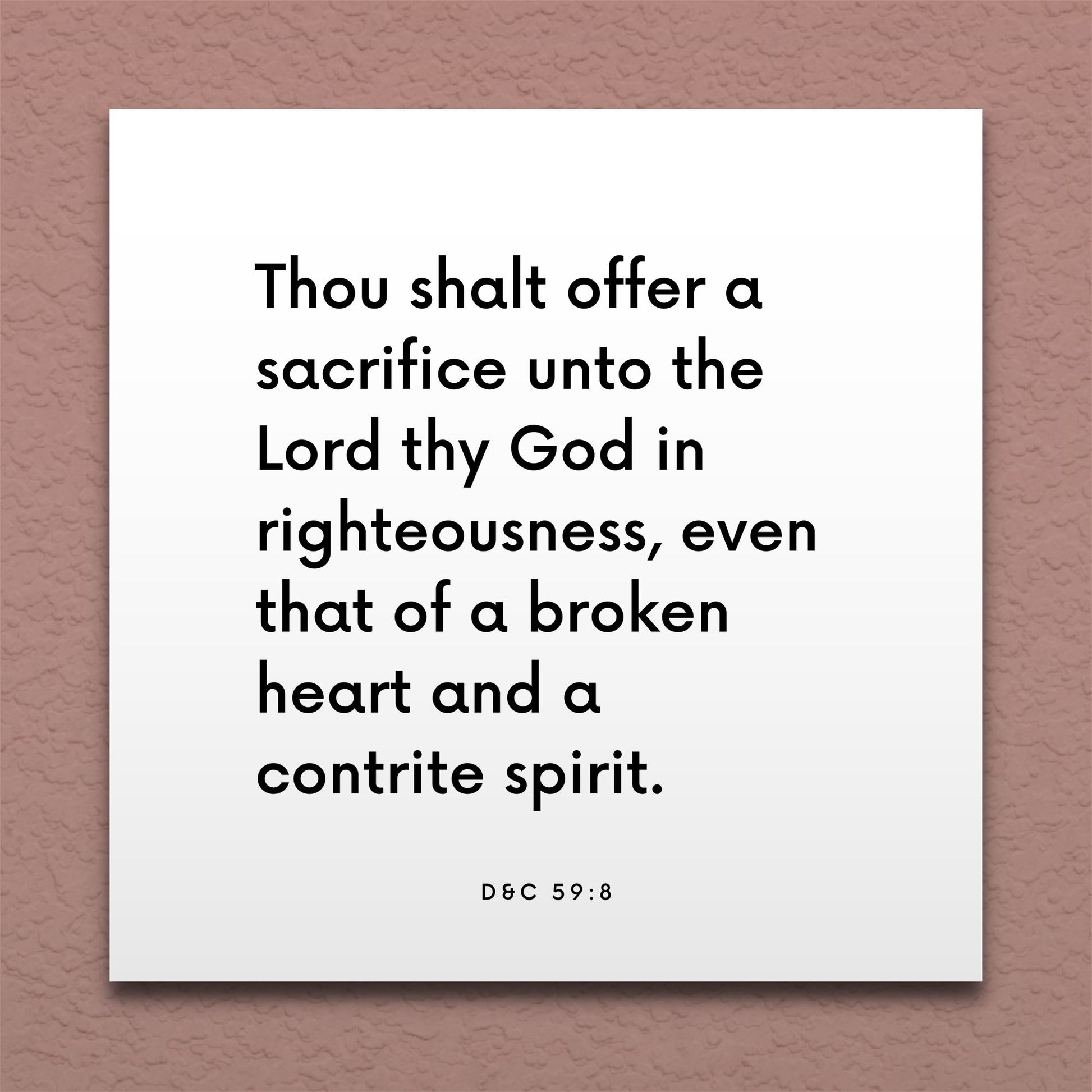Wall-mounted scripture tile for D&C 59:8 - "Thou shalt offer a sacrifice unto the Lord thy God"