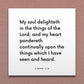 Wall-mounted scripture tile for 2 Nephi 4:16 - "My soul delighteth in the things of the Lord"