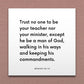 Wall-mounted scripture tile for Mosiah 23:14 - "Trust no one to be your teacher, except he be a man of God"