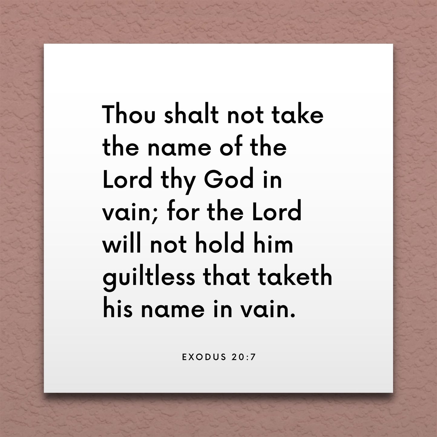 Wall-mounted scripture tile for Exodus 20:7 - "Thou shalt not take the name of the Lord thy God in vain"