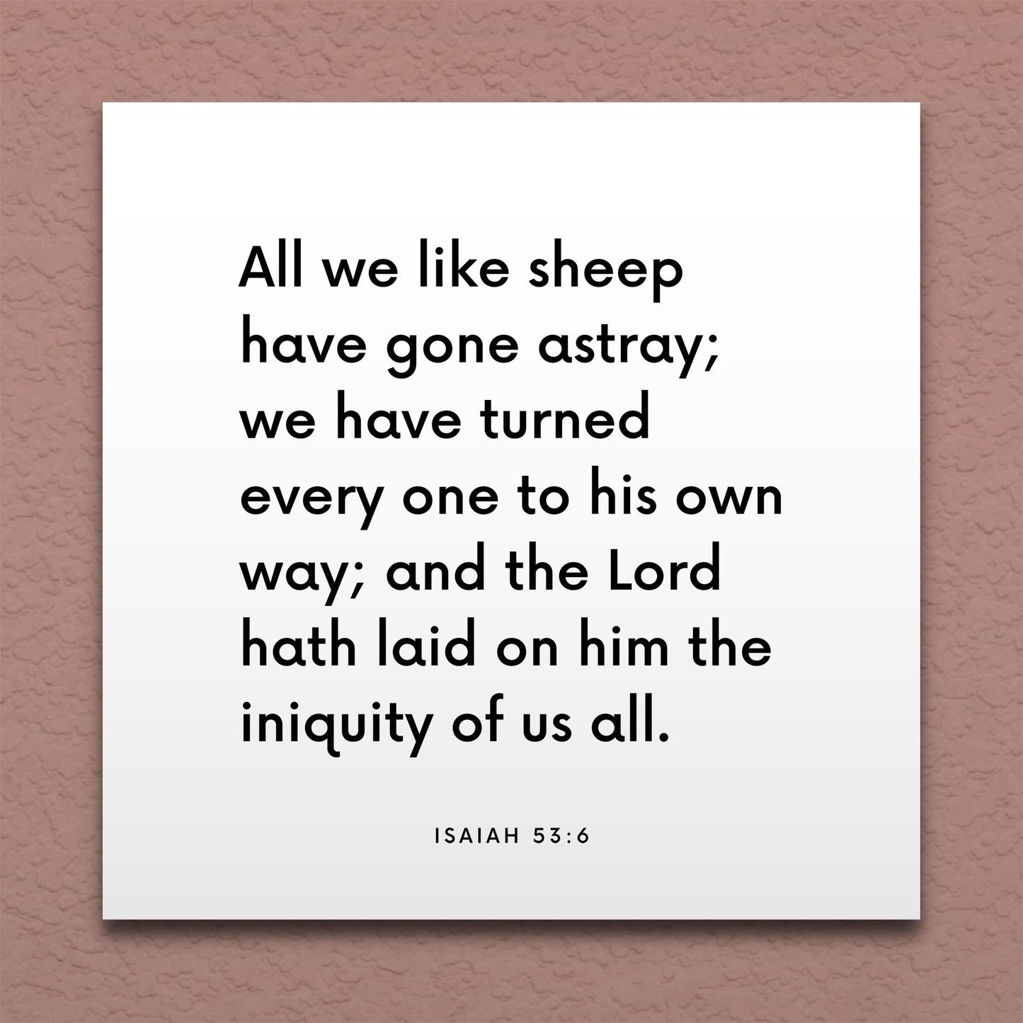 Wall-mounted scripture tile for Isaiah 53:6 - "All we like sheep have gone astray"
