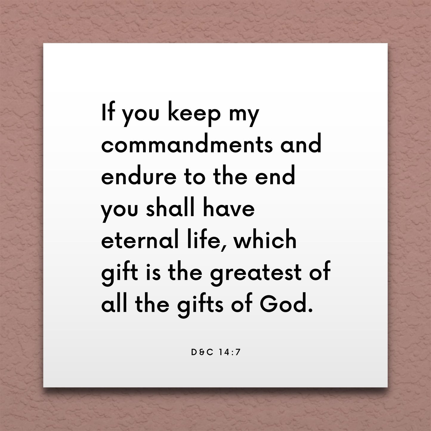 Wall-mounted scripture tile for D&C 14:7 - "If you keep my commandments and endure to the end"