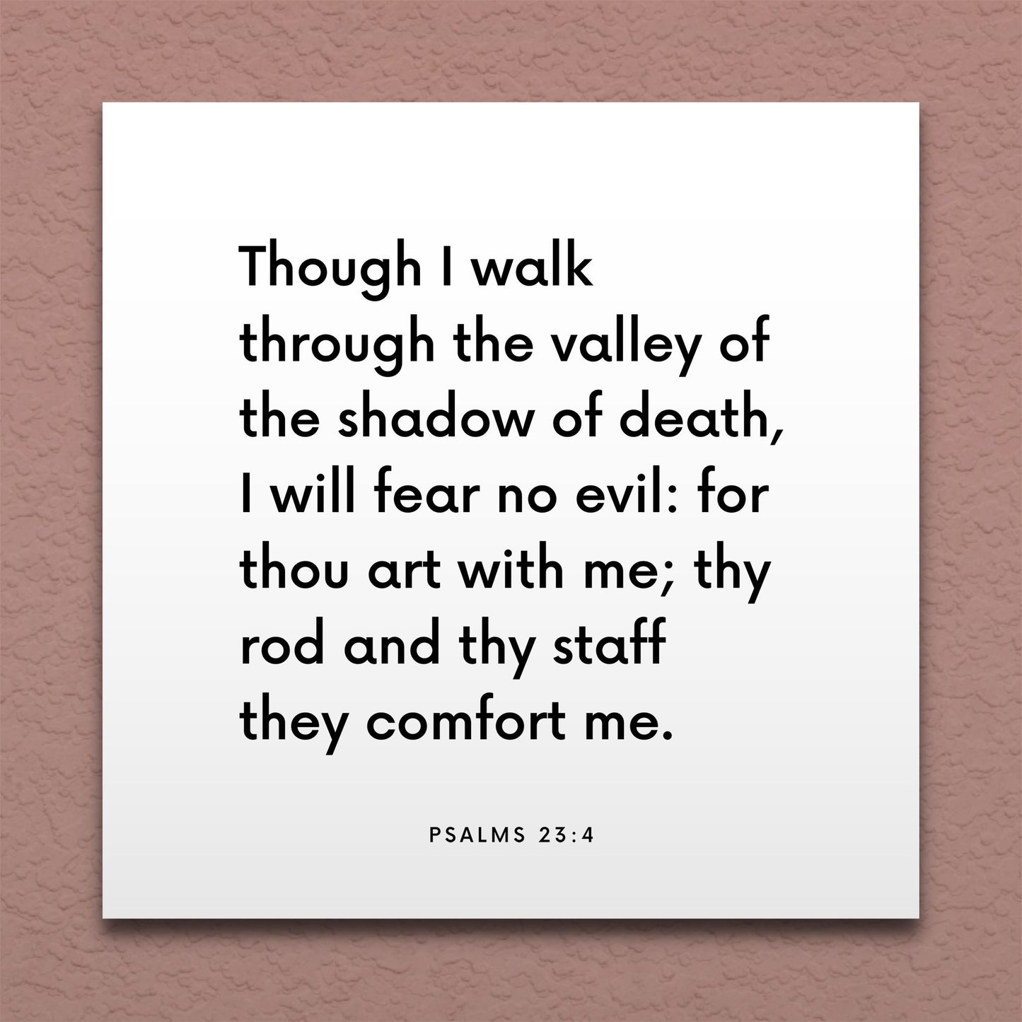 Wall-mounted scripture tile for Psalms 23:4 - "Though I walk through the valley of the shadow of death"