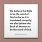 Wall-mounted scripture tile for Articles of Faith 8 - "We believe the Bible to be the word of God"