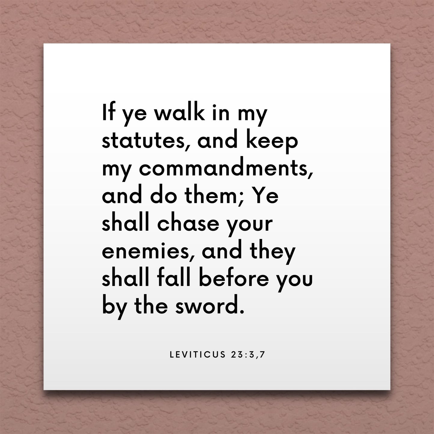 Wall-mounted scripture tile for Leviticus 23:3,7 - "Ye shall chase your enemies, and they shall fall before you"