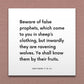 Wall-mounted scripture tile for Matthew 7:15-16 - "Beware of false prophets, which come in sheep’s clothing"
