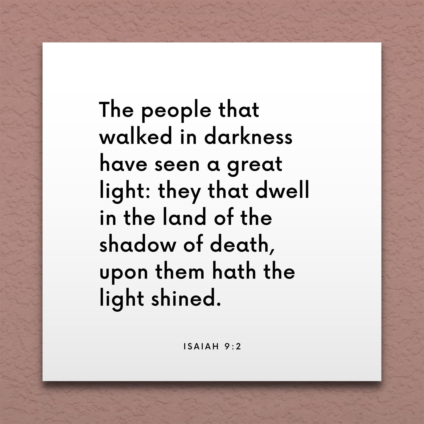 Wall-mounted scripture tile for Isaiah 9:2 - "The people that walked in darkness have seen a great light"