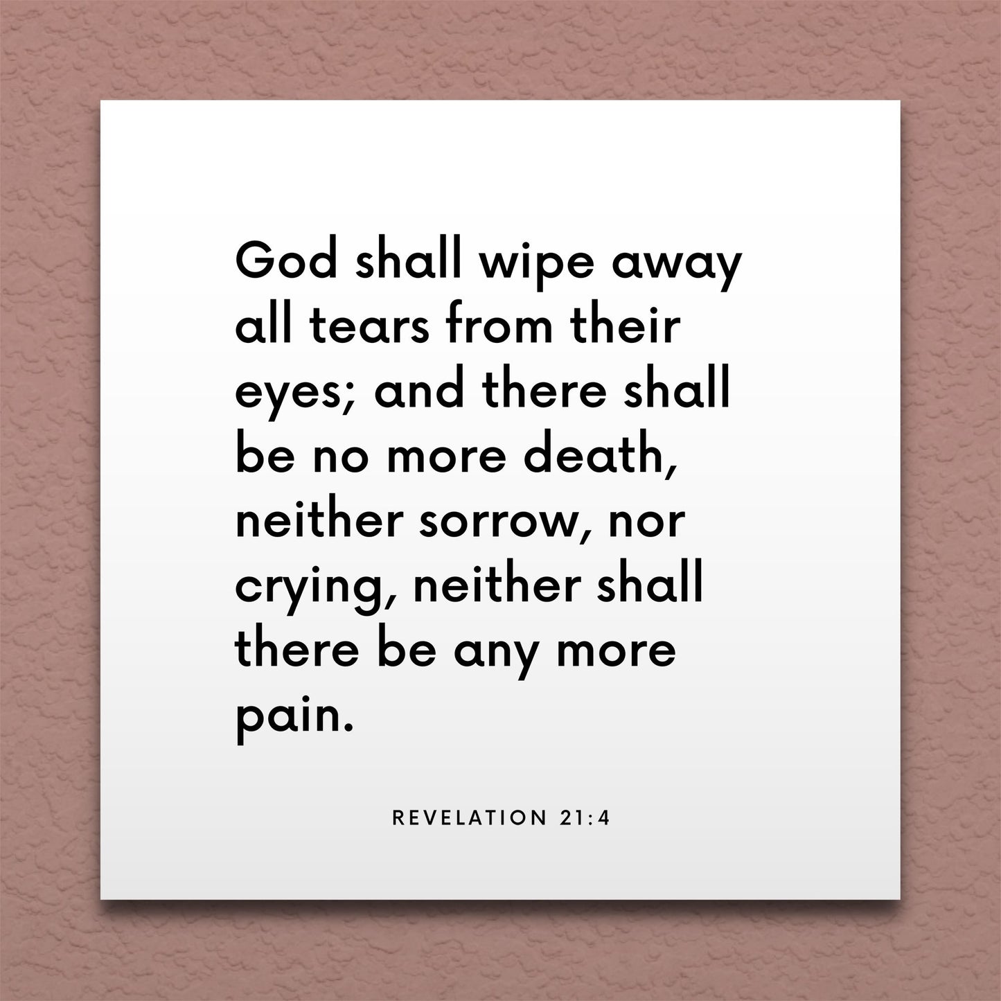 Wall-mounted scripture tile for Revelation 21:4 - "God shall wipe away all tears from their eyes"