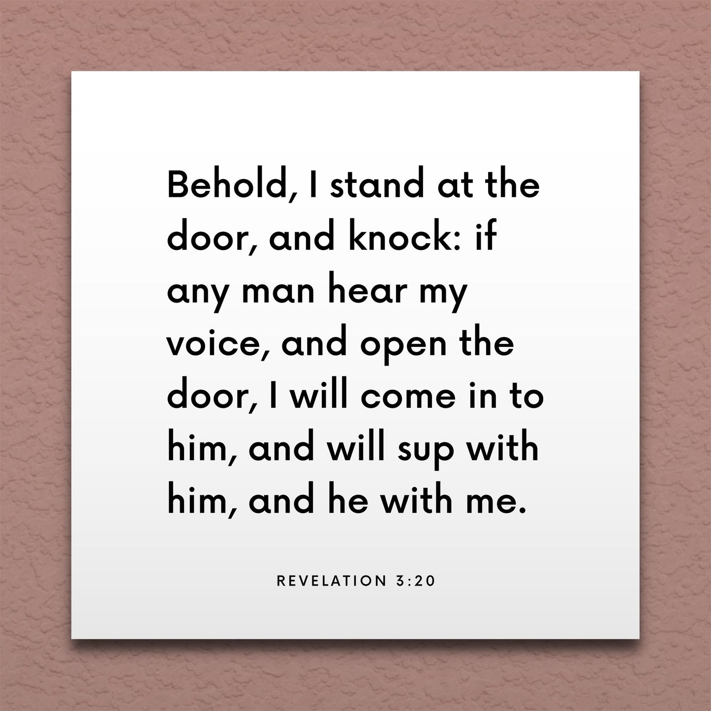 Wall-mounted scripture tile for Revelation 3:20 - "Behold, I stand at the door, and knock"