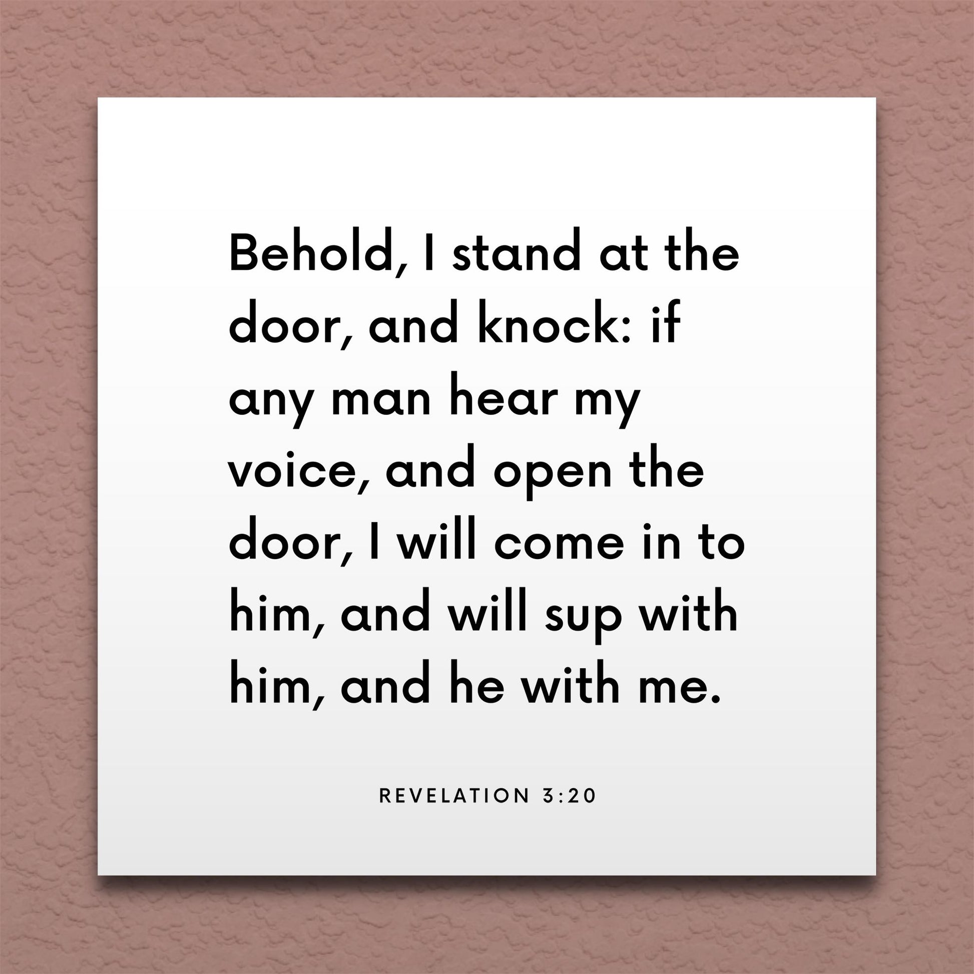 Wall-mounted scripture tile for Revelation 3:20 - "Behold, I stand at the door, and knock"