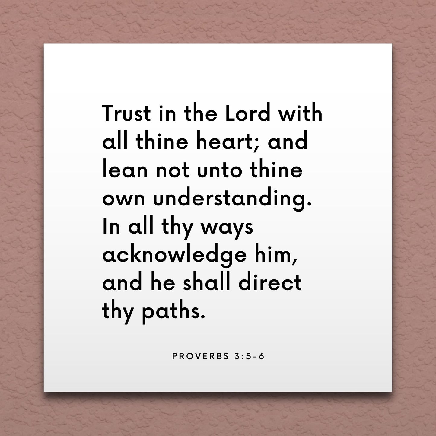 Wall-mounted scripture tile for Proverbs 3:5-6 - "Trust in the Lord with all thine heart"