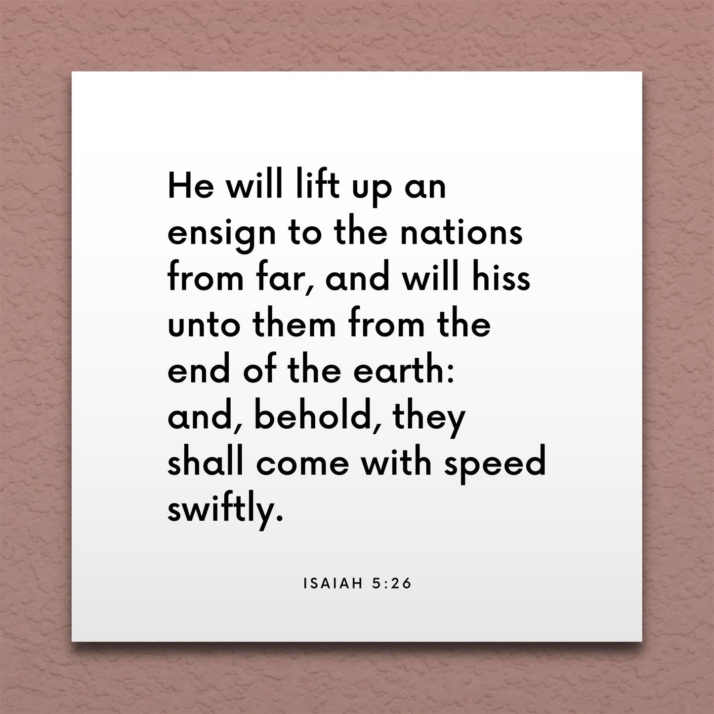 Wall-mounted scripture tile for Isaiah 5:26 - "He will lift up an ensign to the nations from far"
