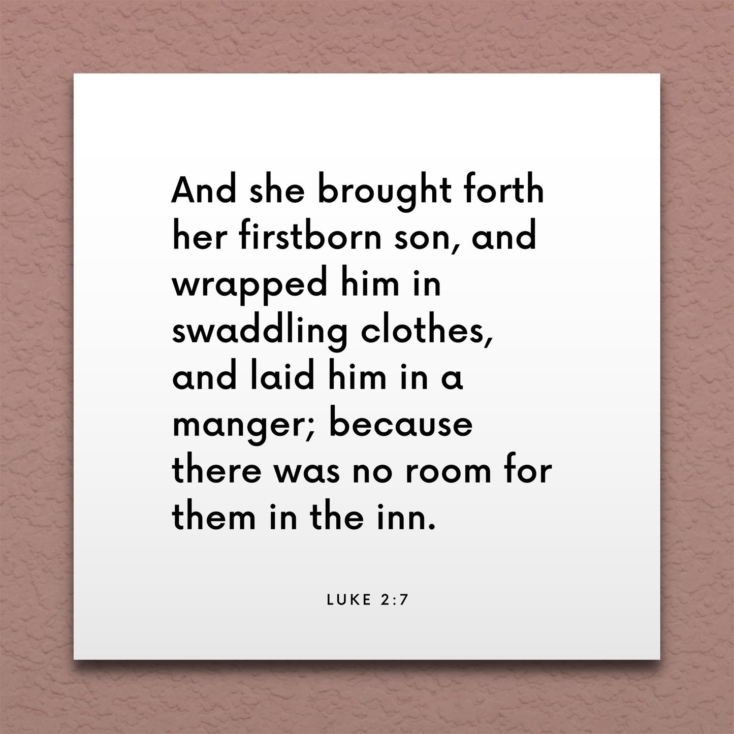 Wall-mounted scripture tile for Luke 2:7 - "She brought forth her firstborn son"