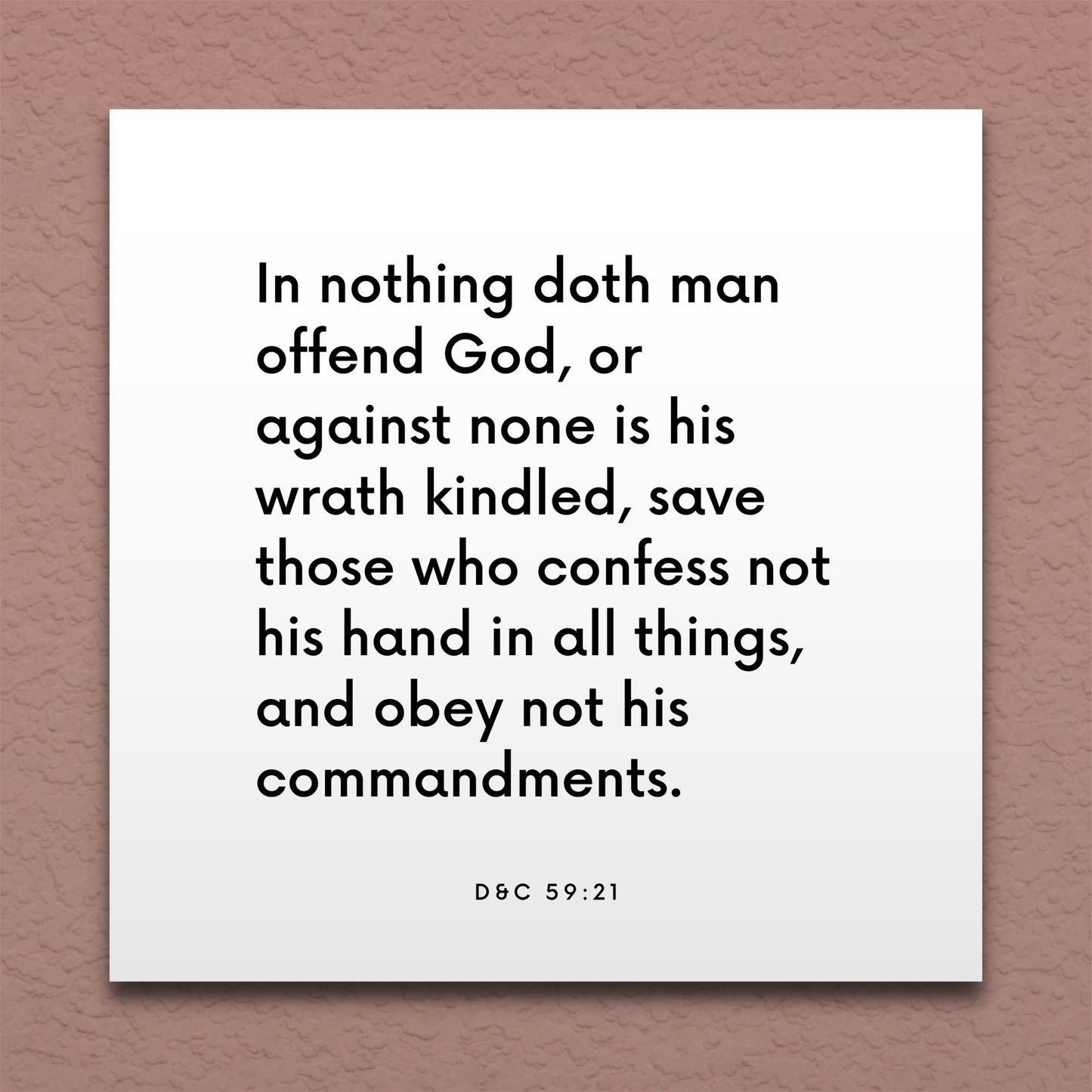 Wall-mounted scripture tile for D&C 59:21 - "In nothing doth man offend God, save those who confess not"