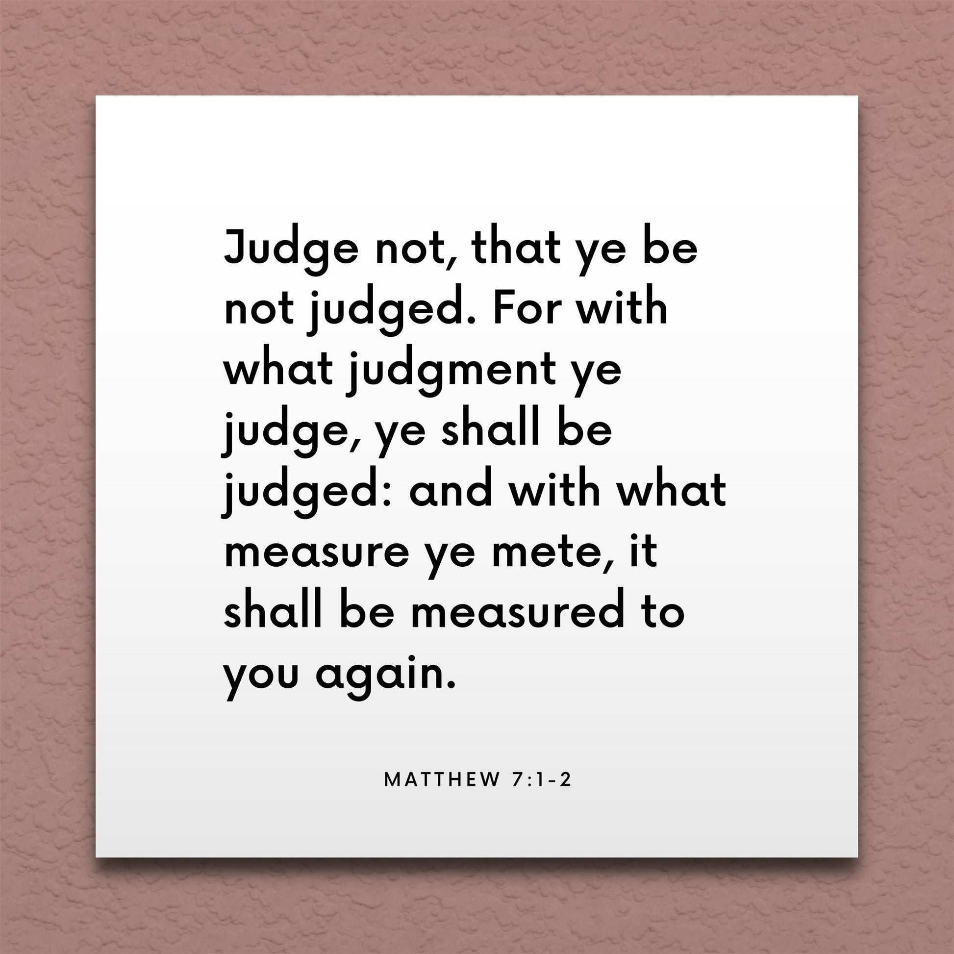 Wall-mounted scripture tile for Matthew 7:1-2 - "Judge not, that ye be not judged"