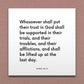 Wall-mounted scripture tile for Alma 36:3 - "Whosoever shall put their trust in God"