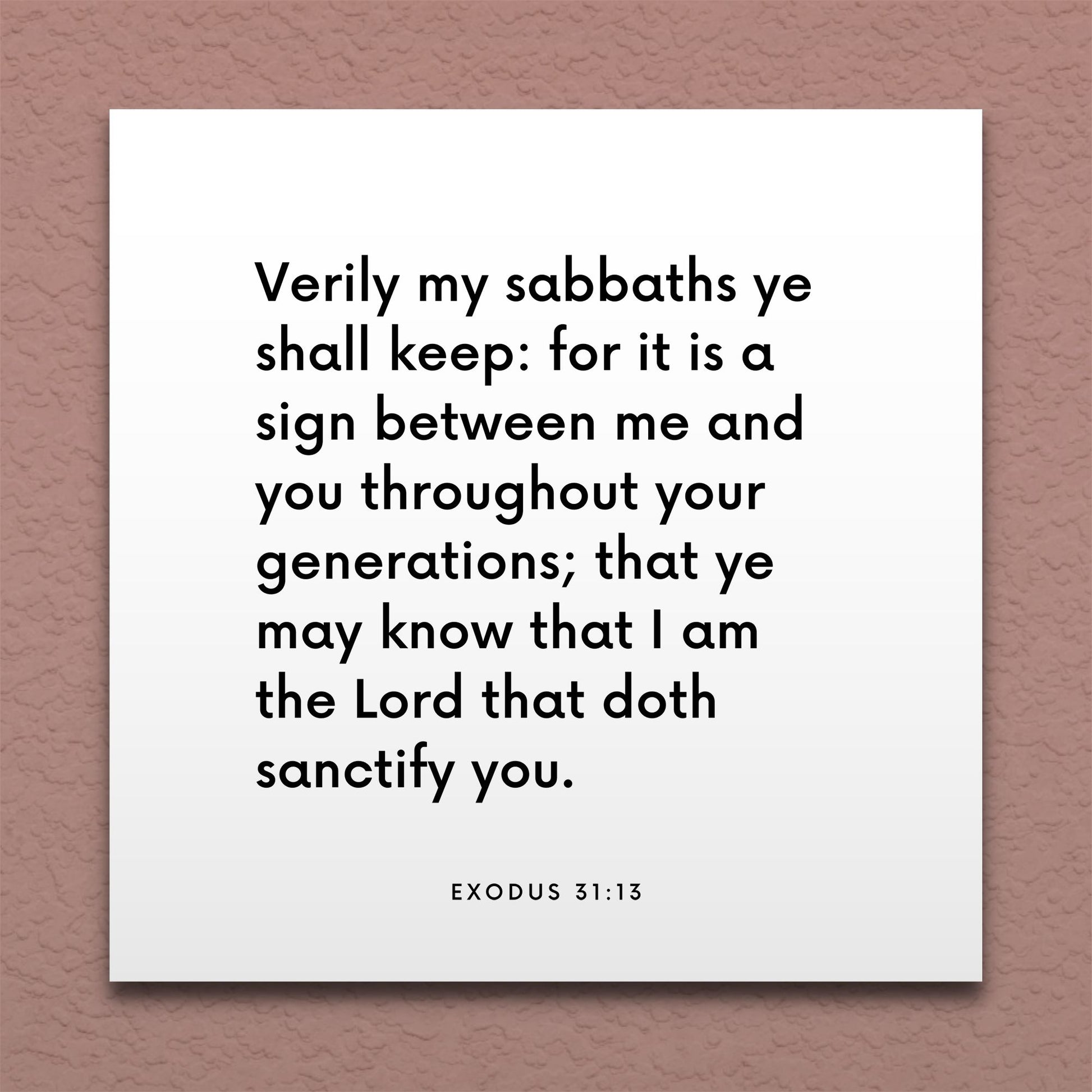 Wall-mounted scripture tile for Exodus 31:13 - "Verily my sabbaths ye shall keep"