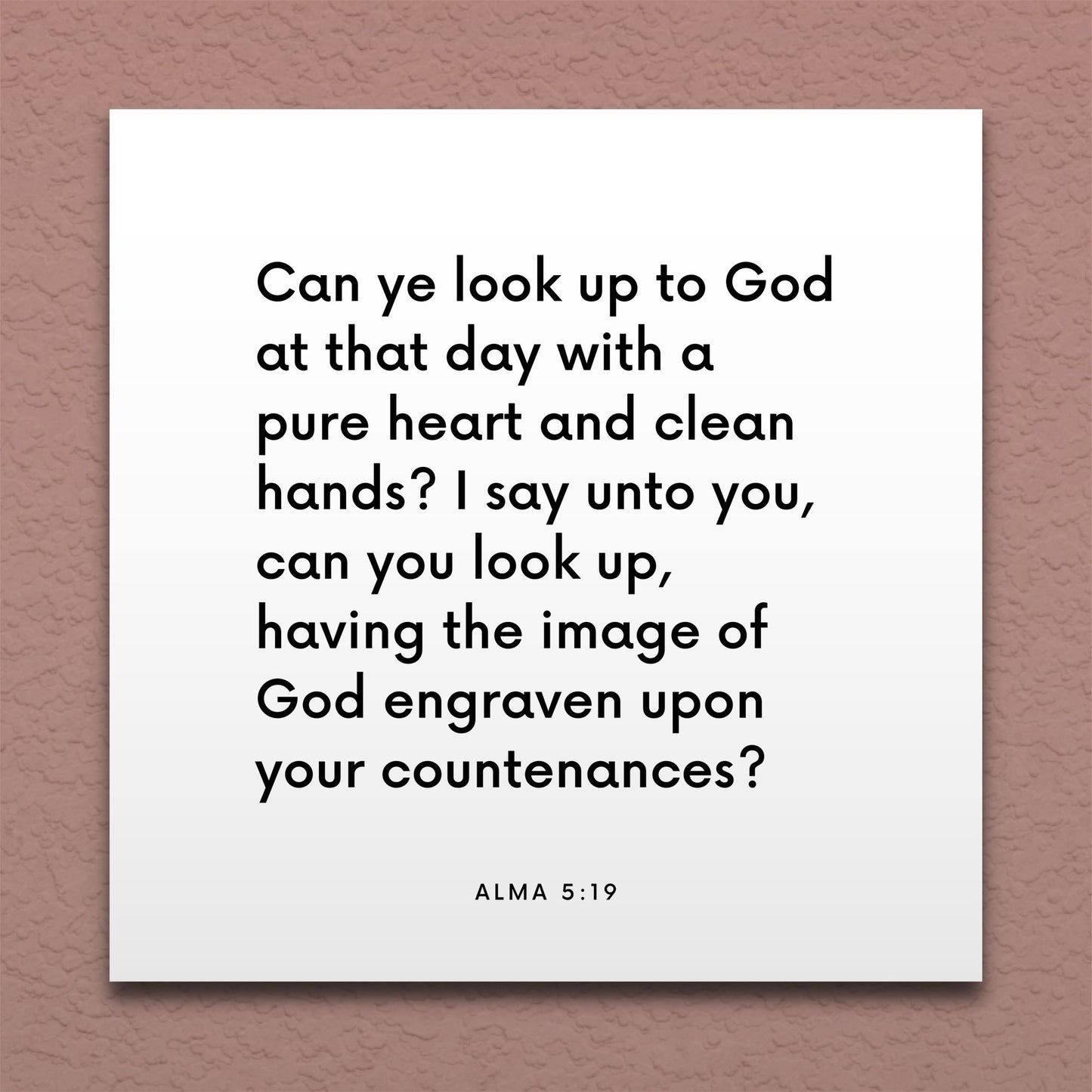Wall-mounted scripture tile for Alma 5:19 - "The image of God engraven upon your countenances"