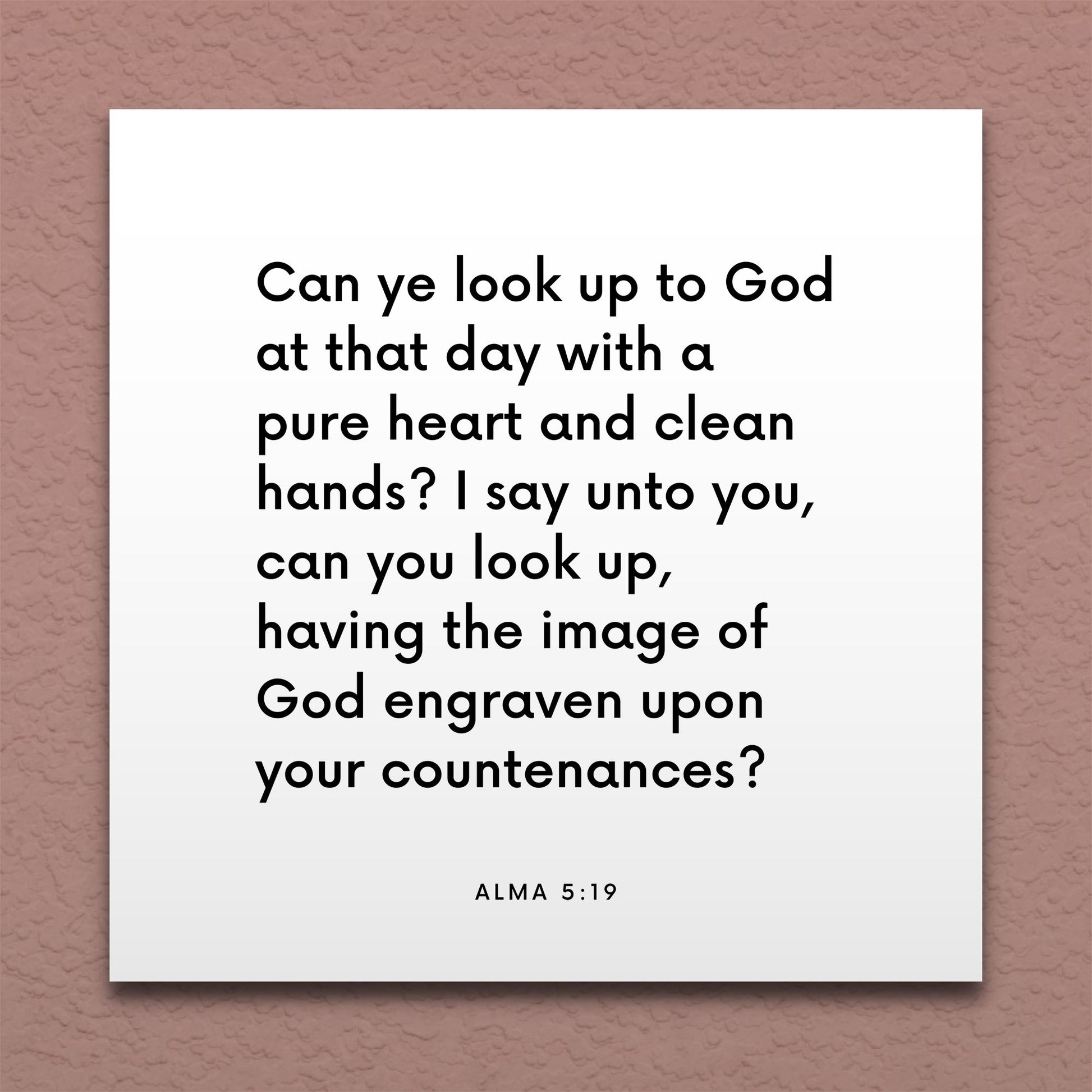 Wall-mounted scripture tile for Alma 5:19 - "The image of God engraven upon your countenances"