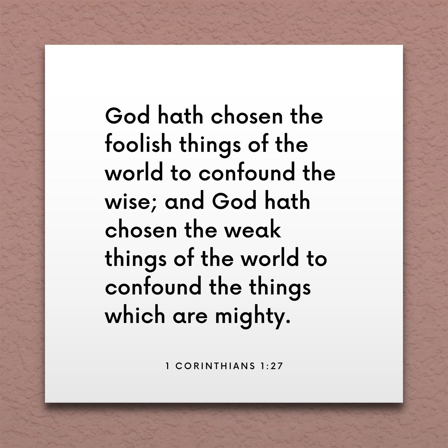 Wall-mounted scripture tile for 1 Corinthians 1:27 - "God hath chosen the foolish things of the world"