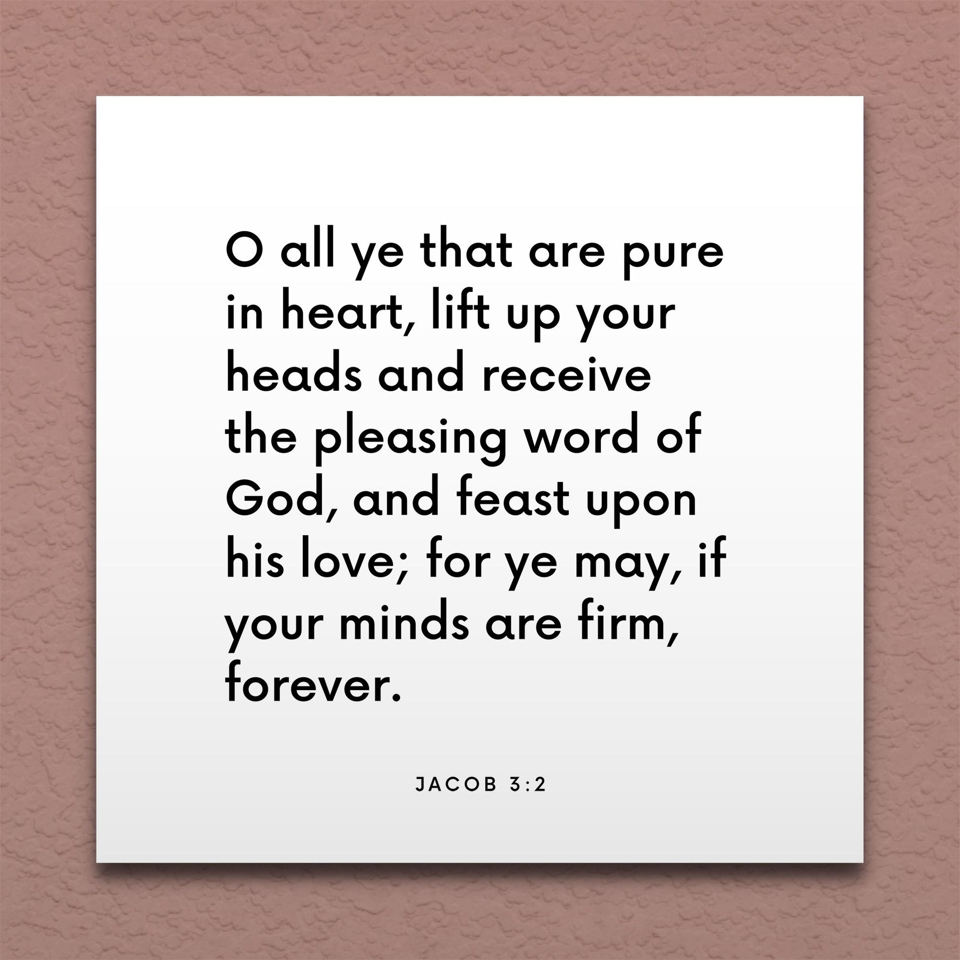 Wall-mounted scripture tile for Jacob 3:2 - "O all ye that are pure in heart, lift up your heads"