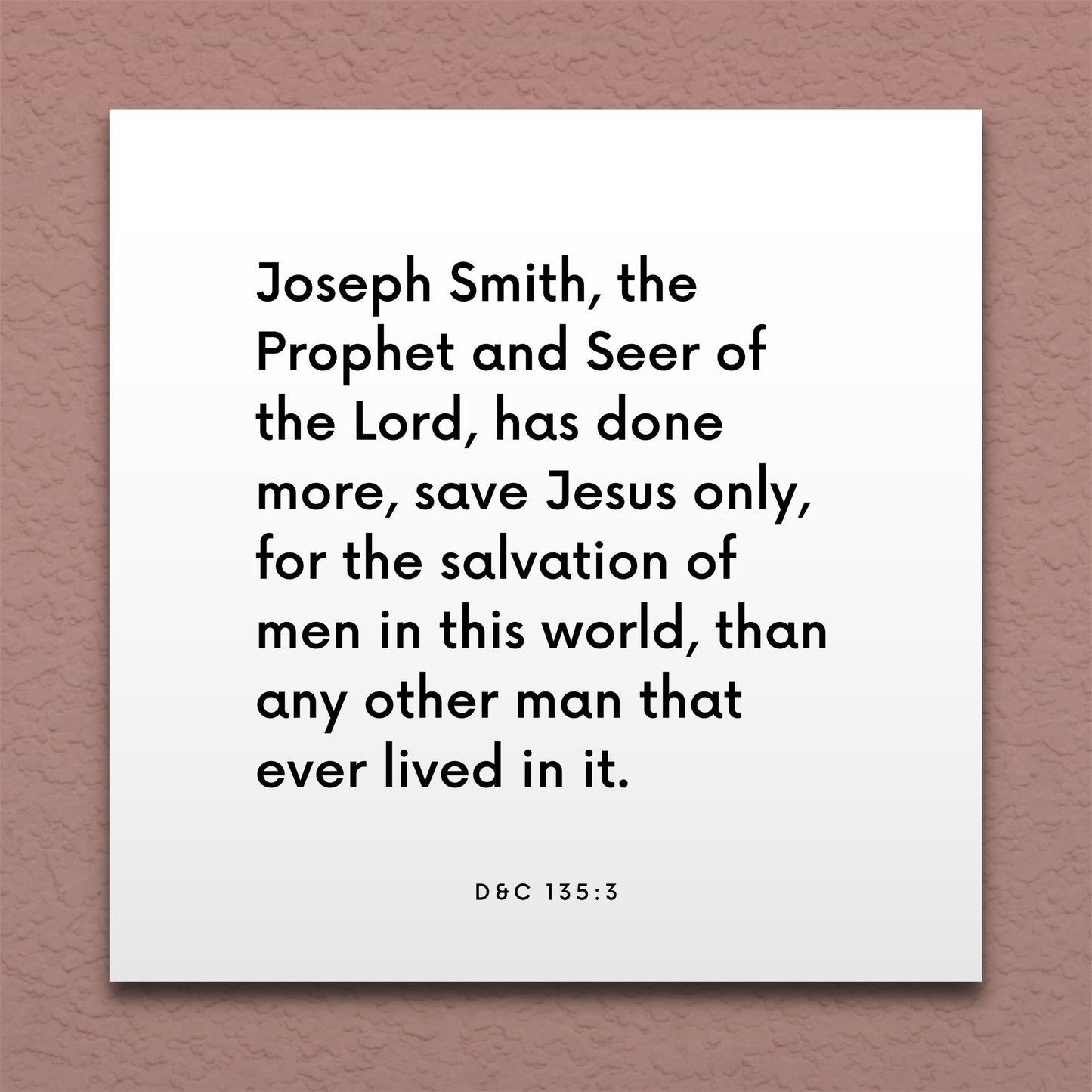 Wall-mounted scripture tile for D&C 135:3 - "Joseph Smith, the Prophet and Seer of the Lord"