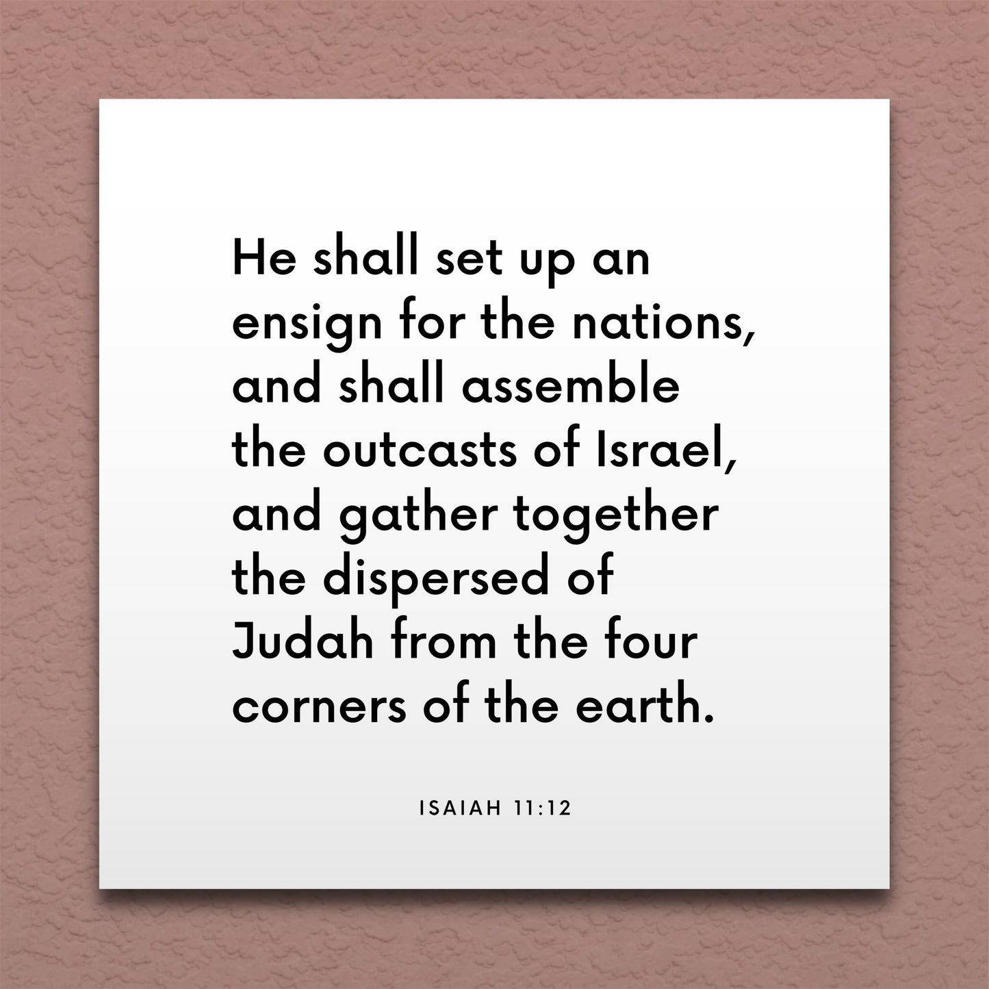 Wall-mounted scripture tile for Isaiah 11:12 - "He shall set up an ensign for the nations"