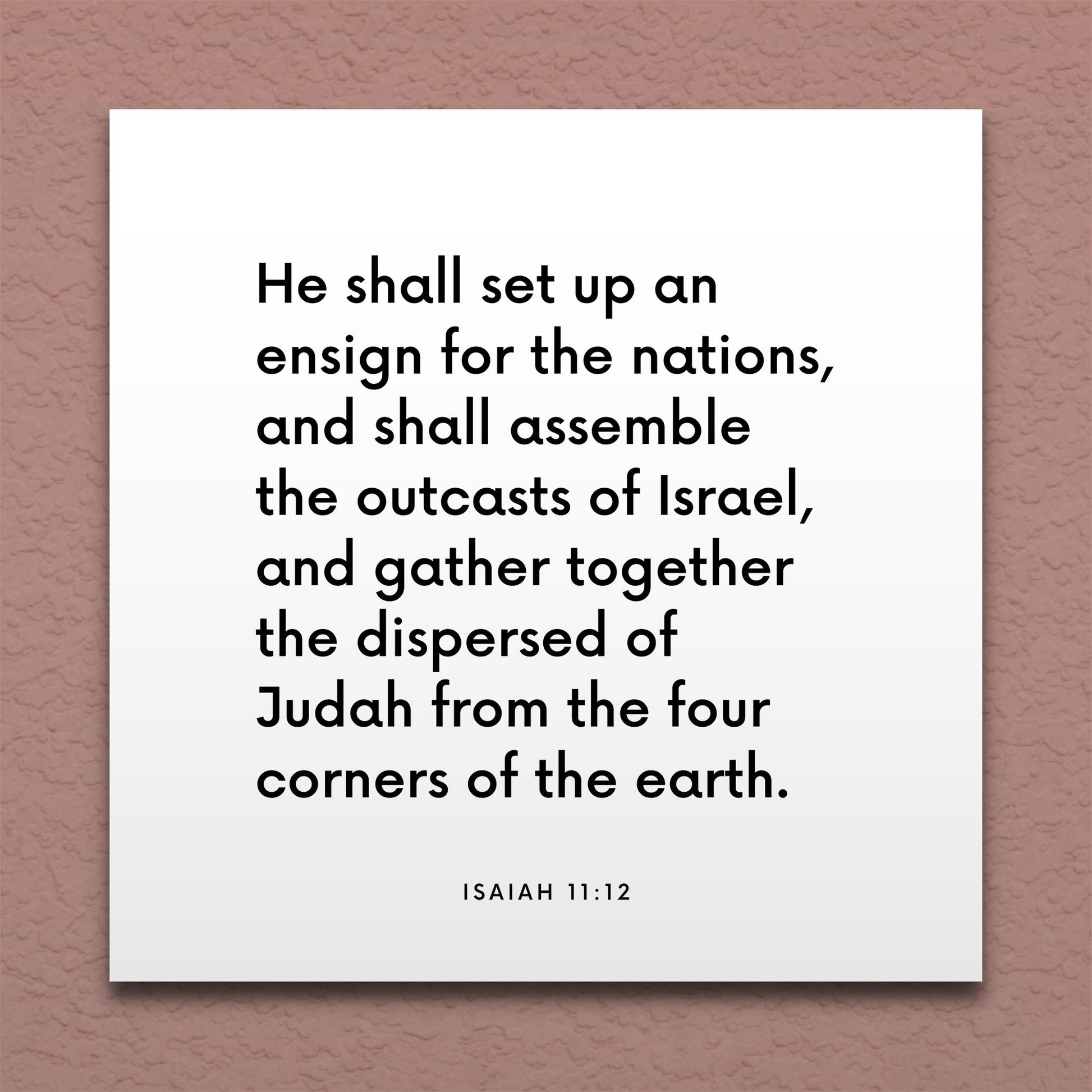 Wall-mounted scripture tile for Isaiah 11:12 - "He shall set up an ensign for the nations"