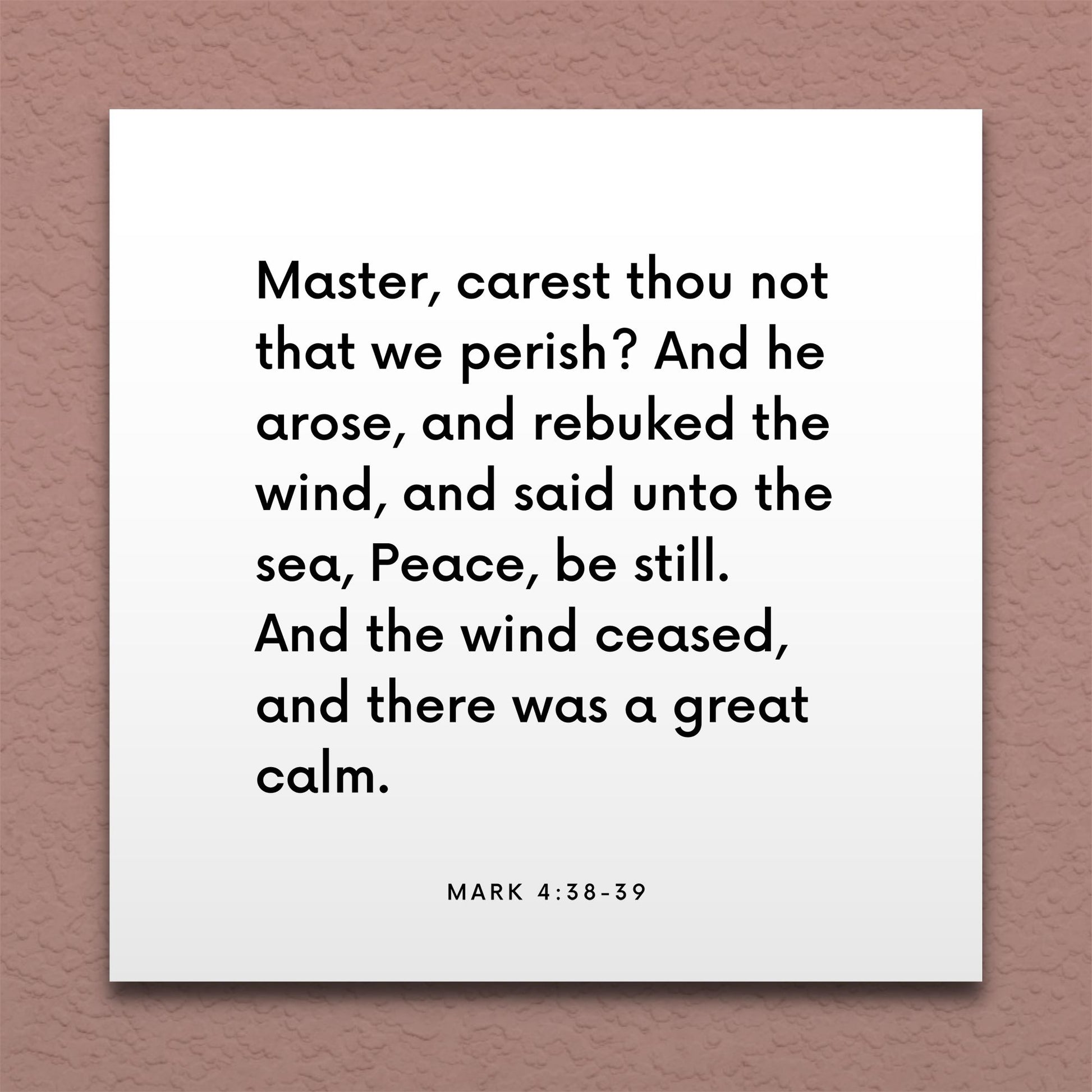 Wall-mounted scripture tile for Mark 4:38-39 - "Master, carest thou not that we perish?"