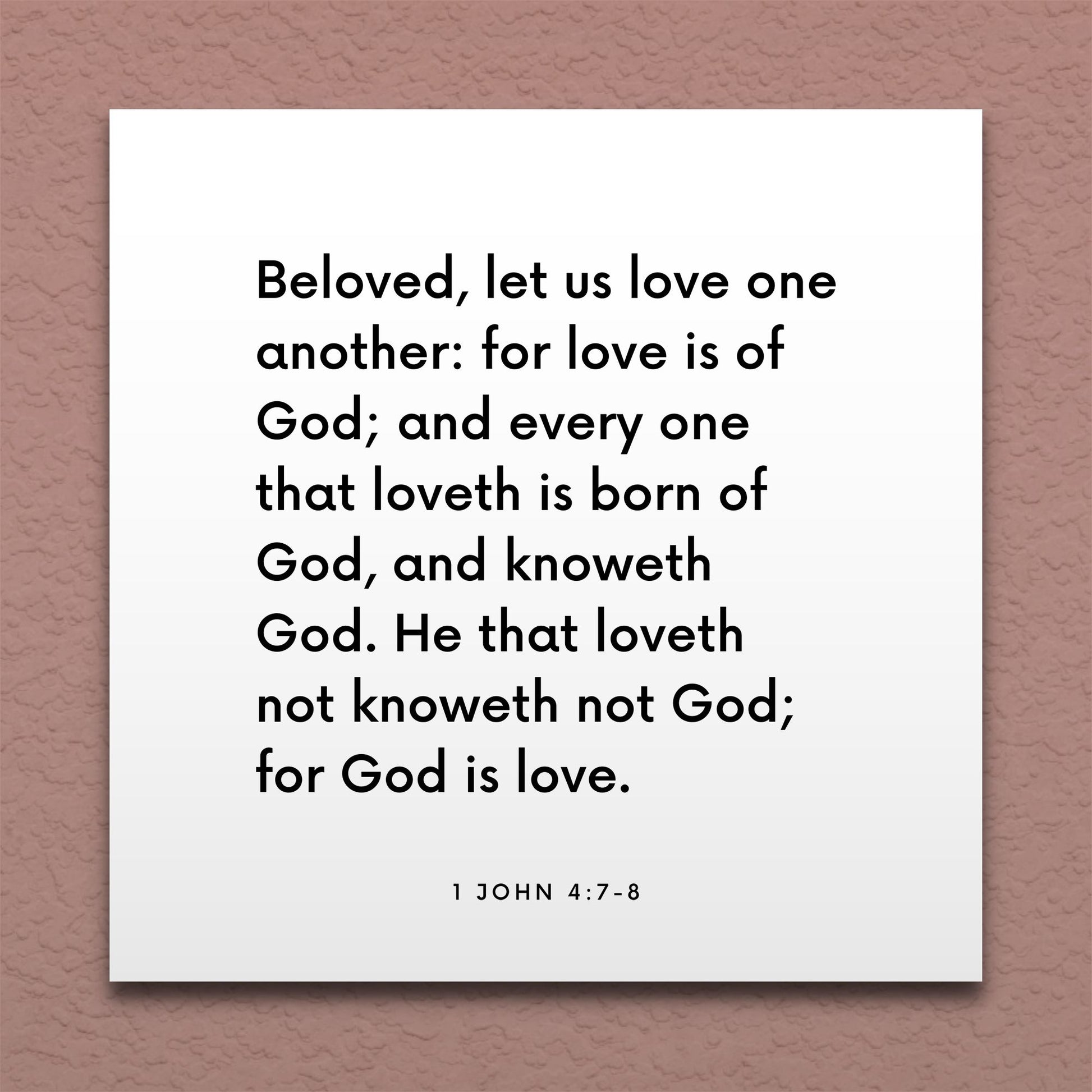 Wall-mounted scripture tile for 1 John 4:7-8 - "Beloved, let us love one another: for love is of God"