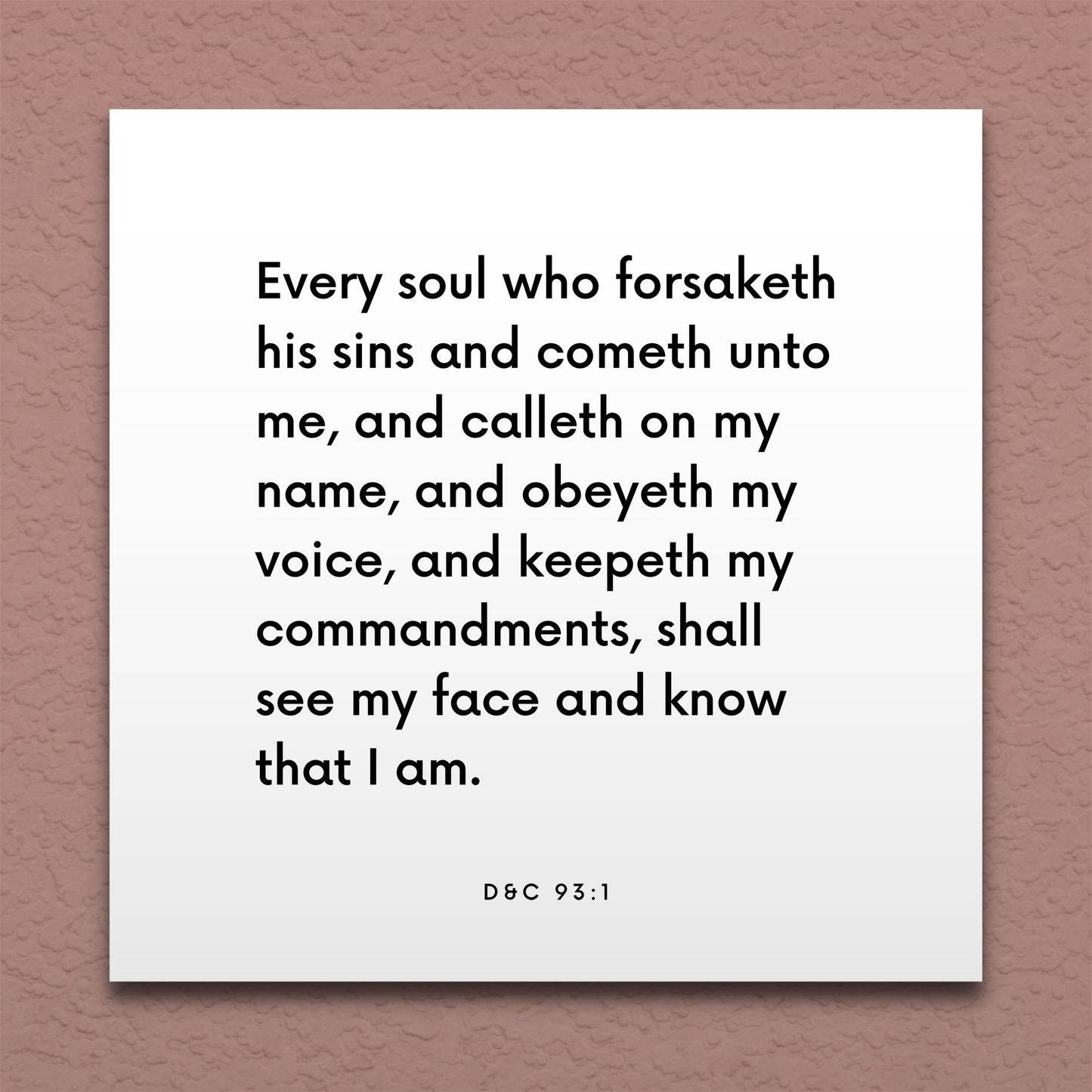 Wall-mounted scripture tile for D&C 93:1 - "Every soul who forsaketh his sins and cometh unto me"