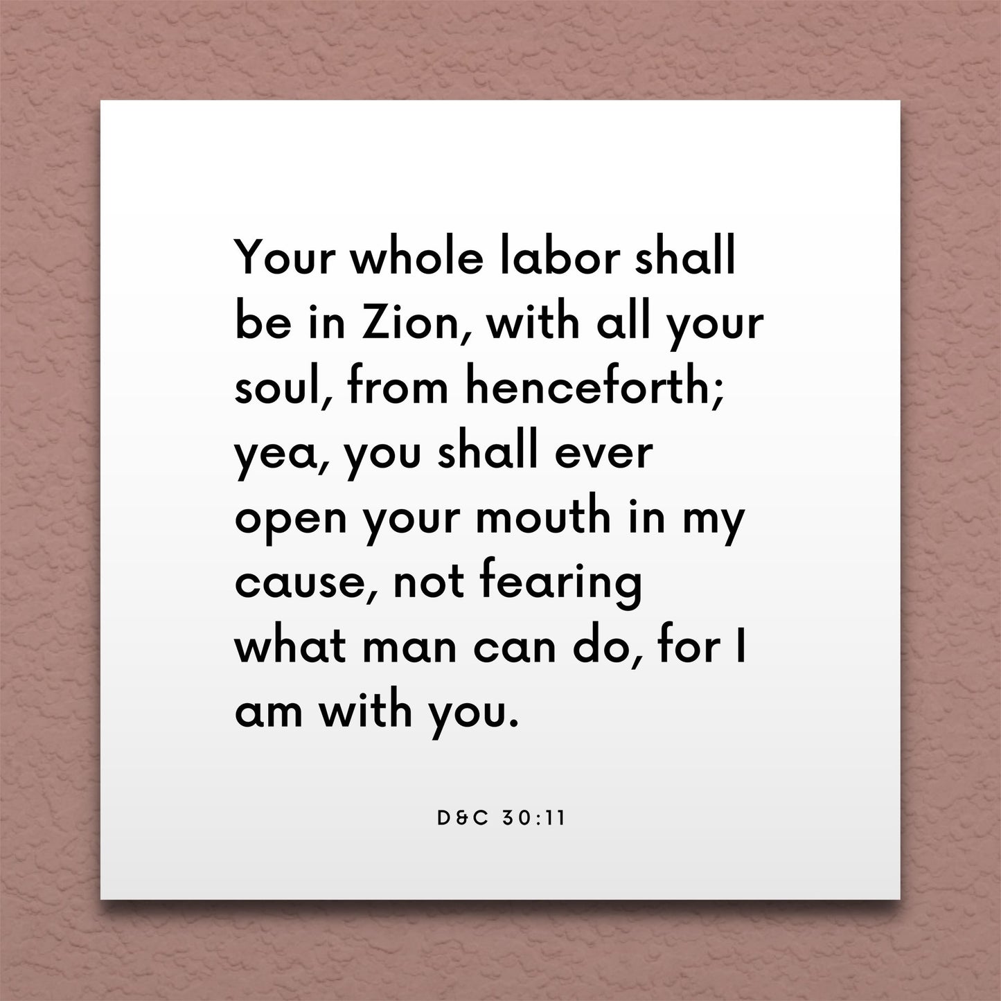 Wall-mounted scripture tile for D&C 30:11 - "Your whole labor shall be in Zion, with all your soul"