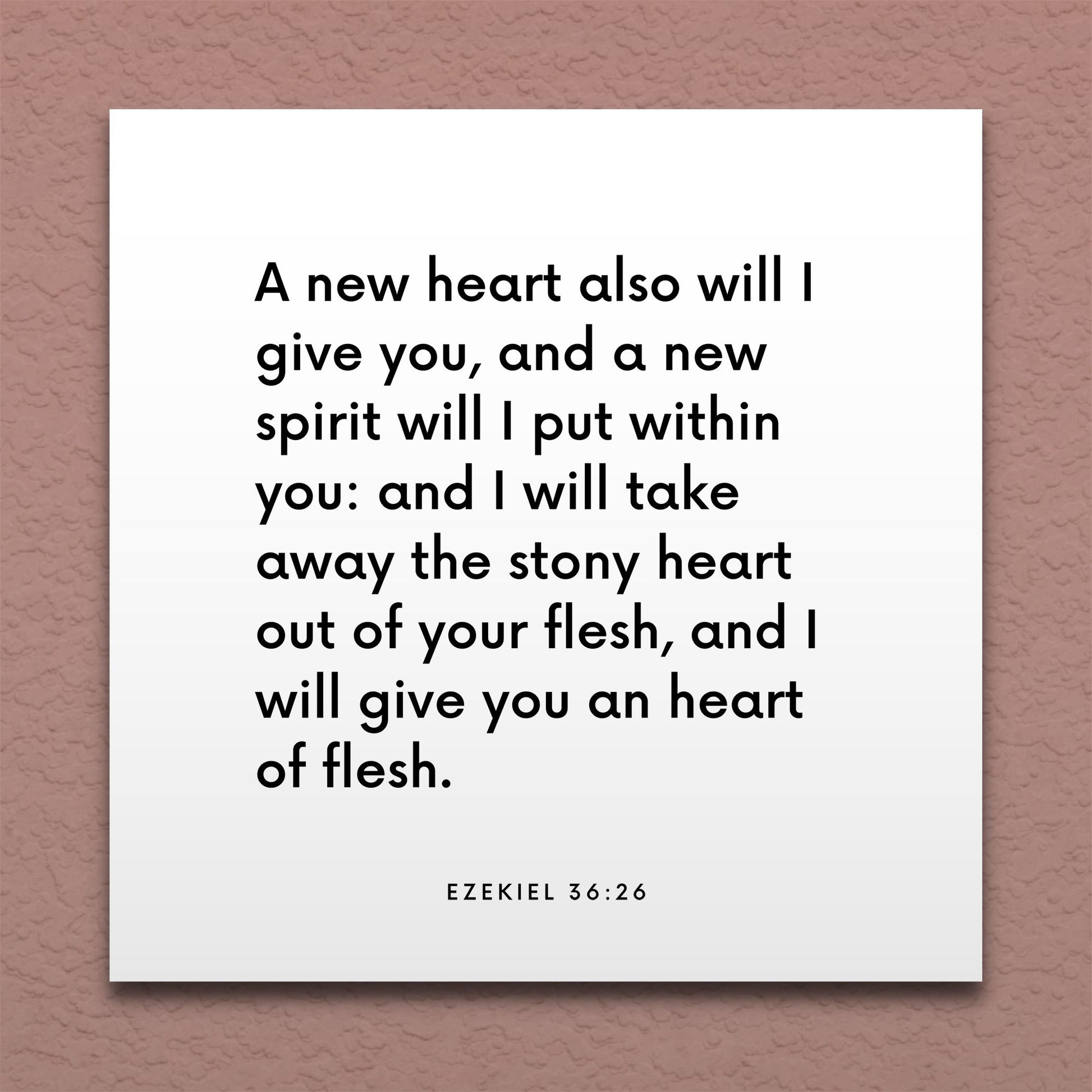 Wall-mounted scripture tile for Ezekiel 36:26 - "A new heart also will I give you, and a new spirit"