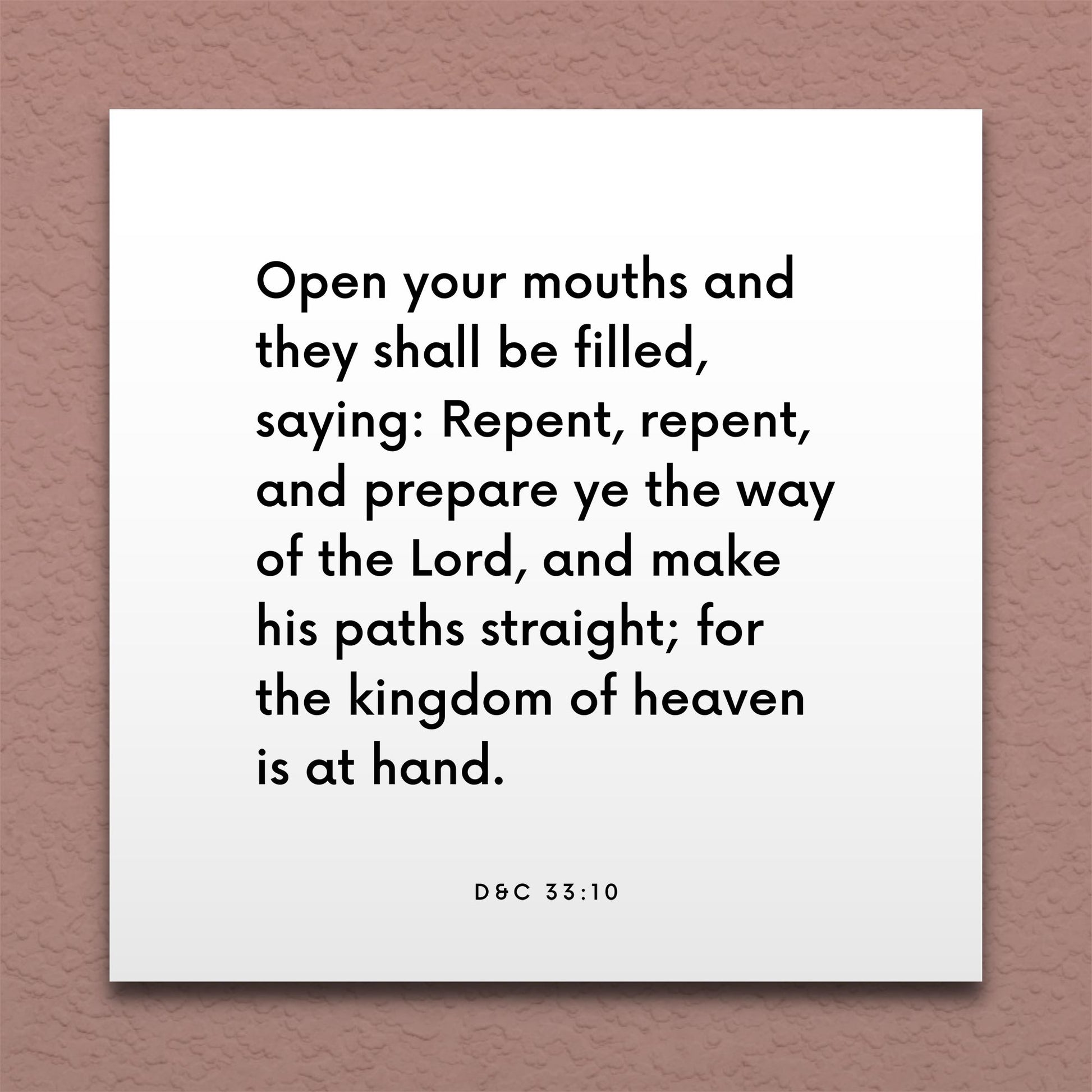 Wall-mounted scripture tile for D&C 33:10 - "Open your mouths and they shall be filled"