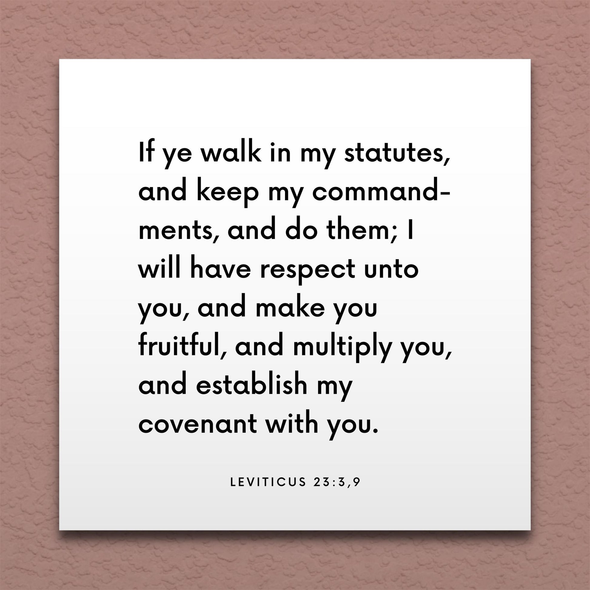 Wall-mounted scripture tile for Leviticus 23:3,9 - "I will have respect unto you, and make you fruitful"
