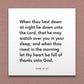 Wall-mounted scripture tile for Alma 37:37 - "When thou liest down at night lie down unto the Lord"