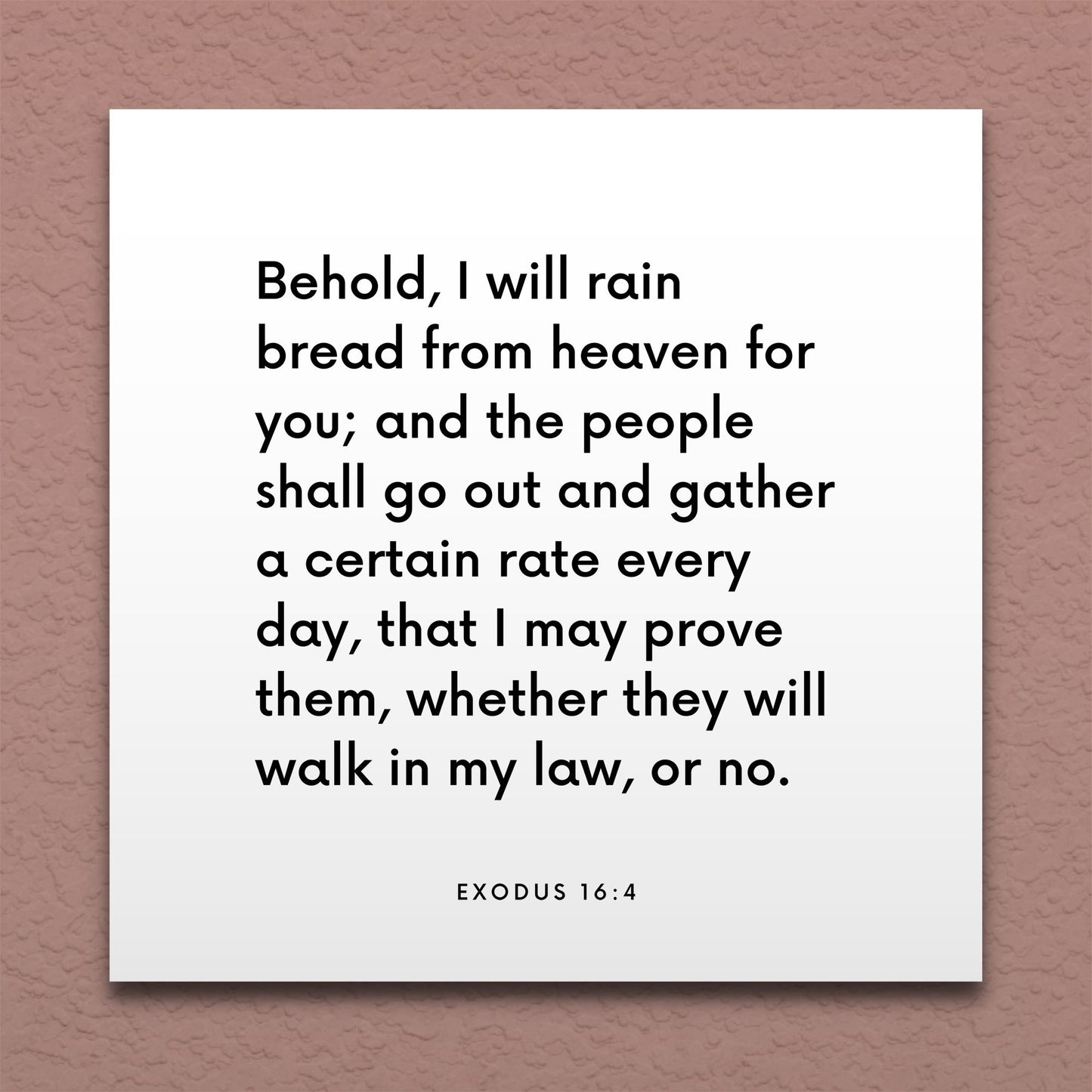 Wall-mounted scripture tile for Exodus 16:4 - "That I may prove them, whether they will walk in my law"