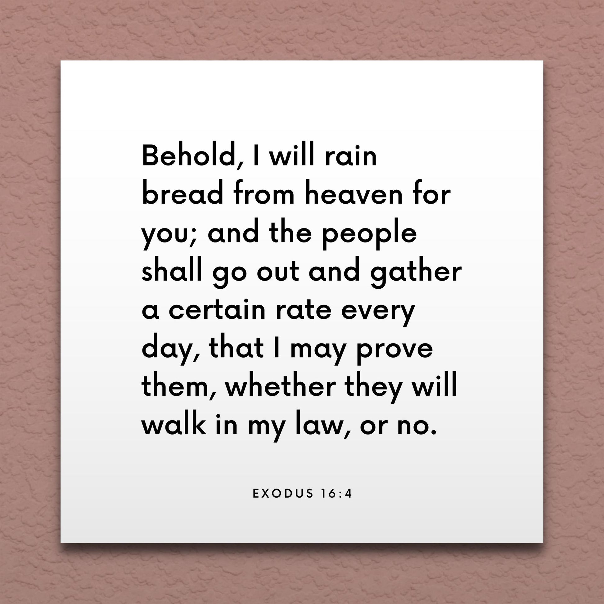 Wall-mounted scripture tile for Exodus 16:4 - "That I may prove them, whether they will walk in my law"