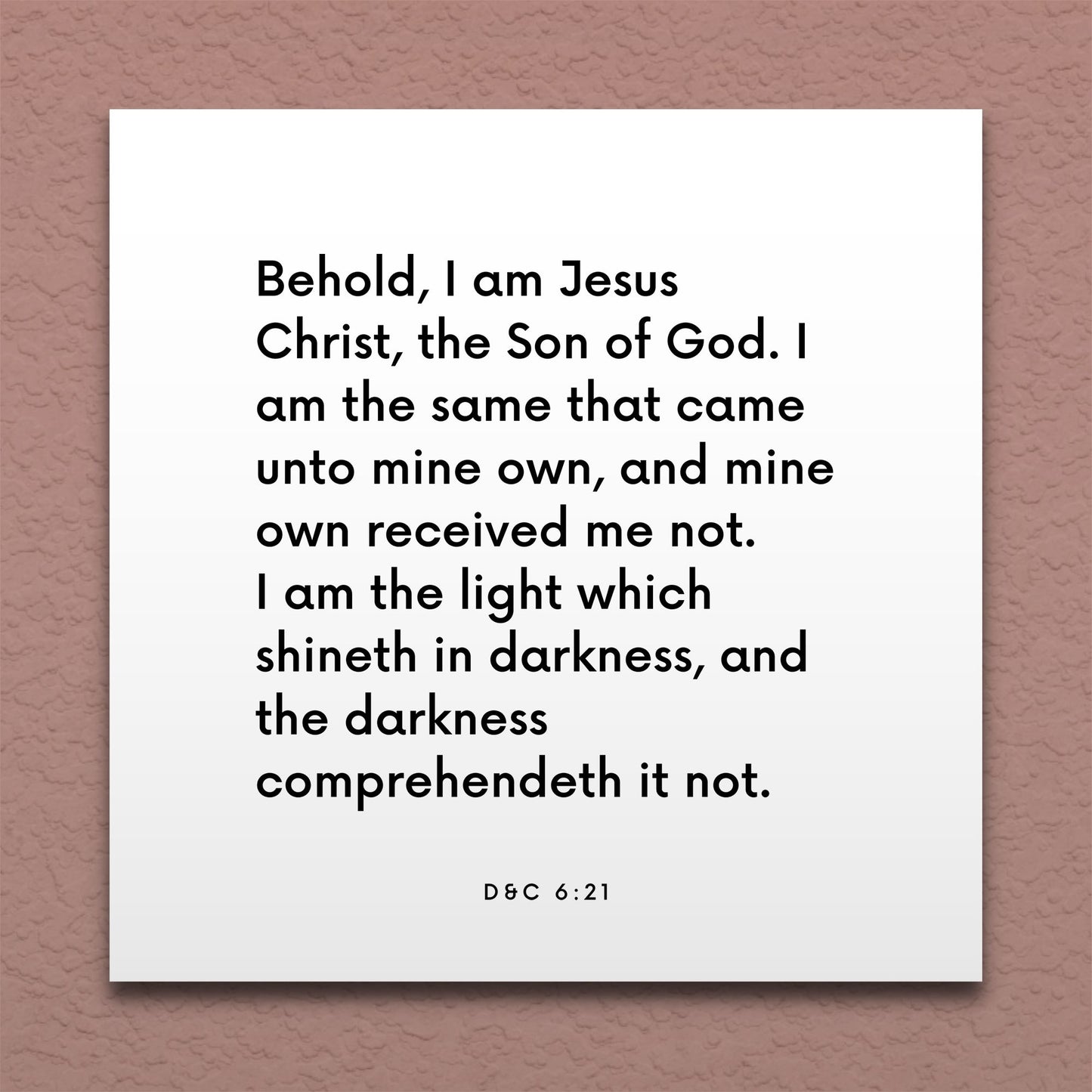 Wall-mounted scripture tile for D&C 6:21 - "I am the light which shineth in darkness"
