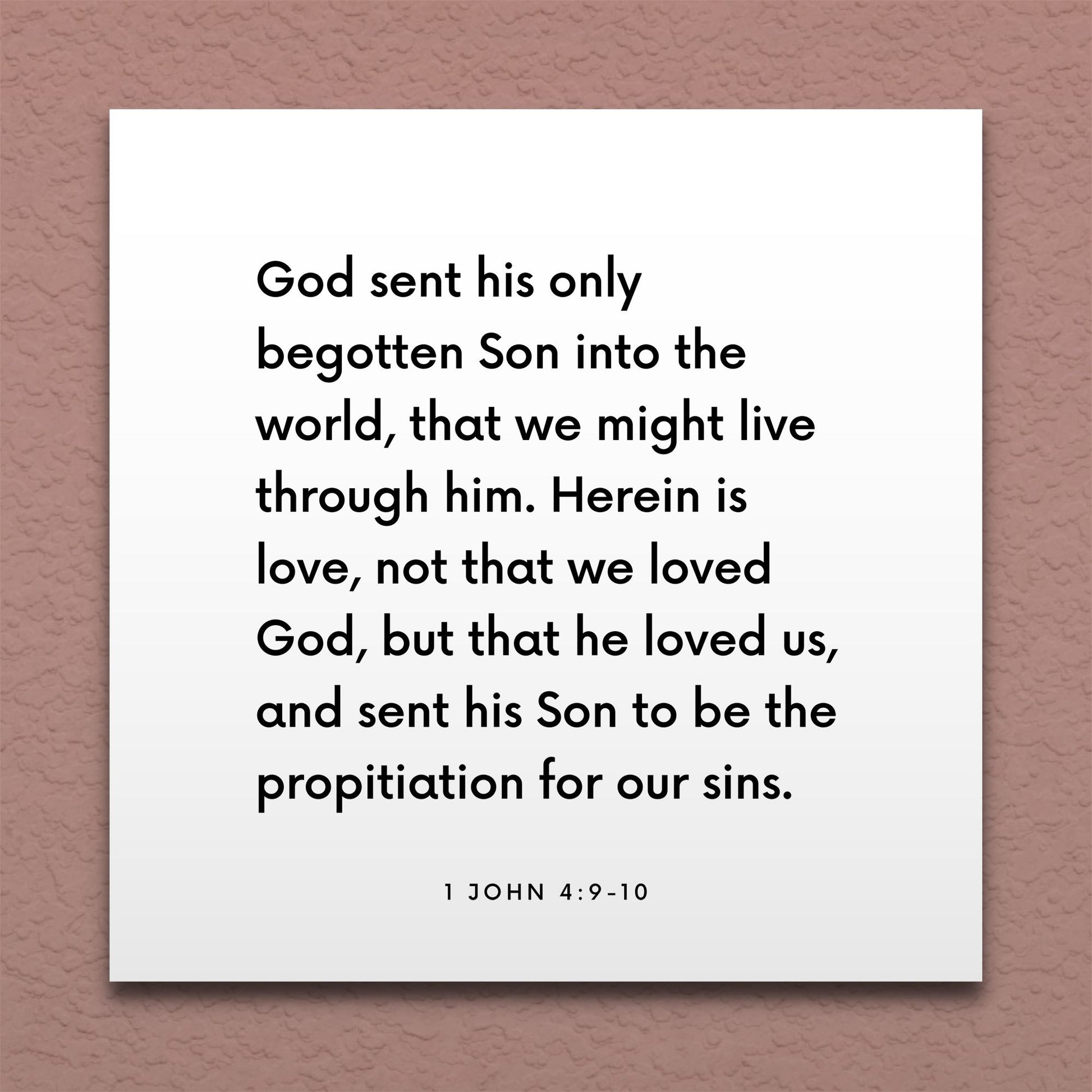 Wall-mounted scripture tile for 1 John 4:9-10 - "God sent his only begotten Son"