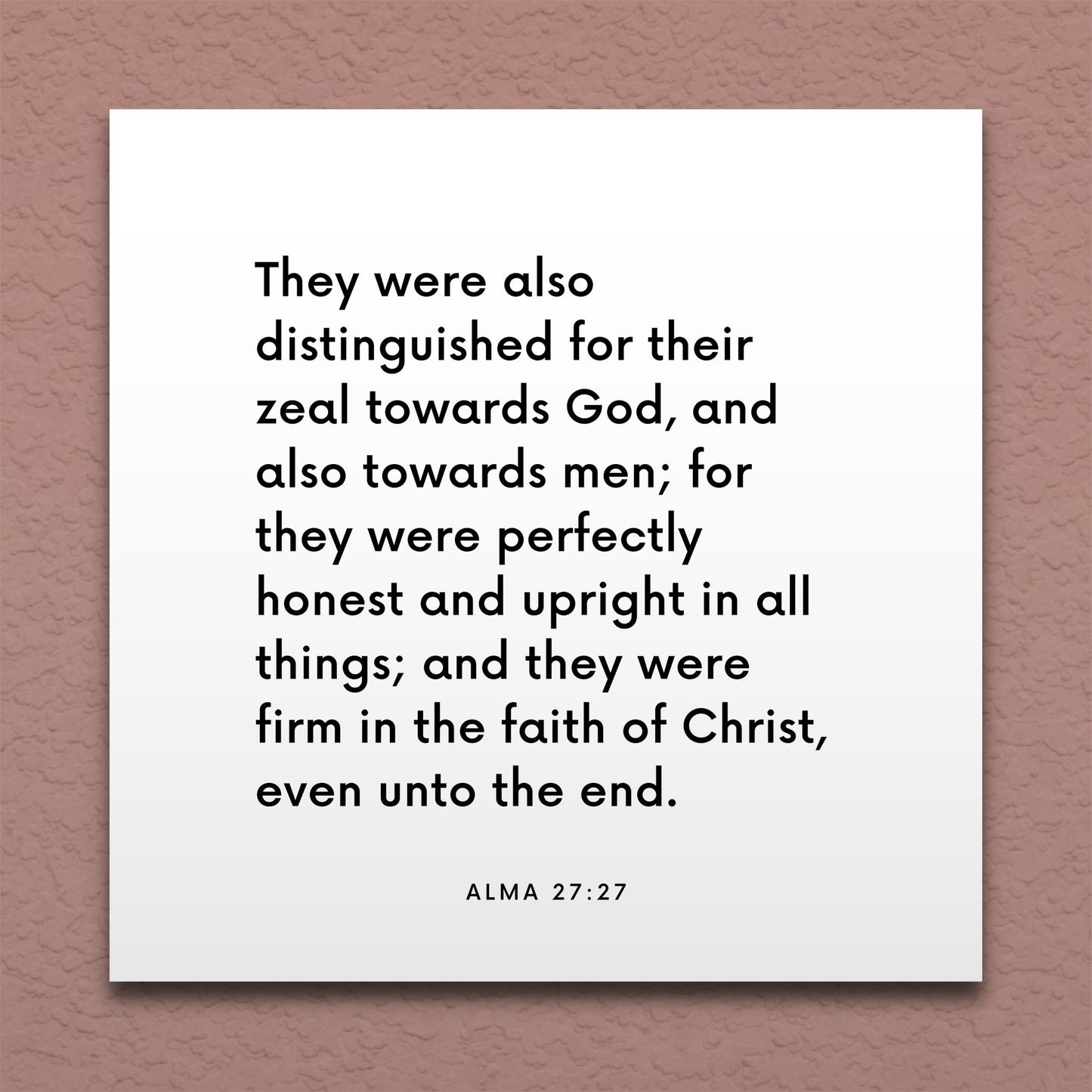 Wall-mounted scripture tile for Alma 27:27 - "They were perfectly honest and upright in all things"