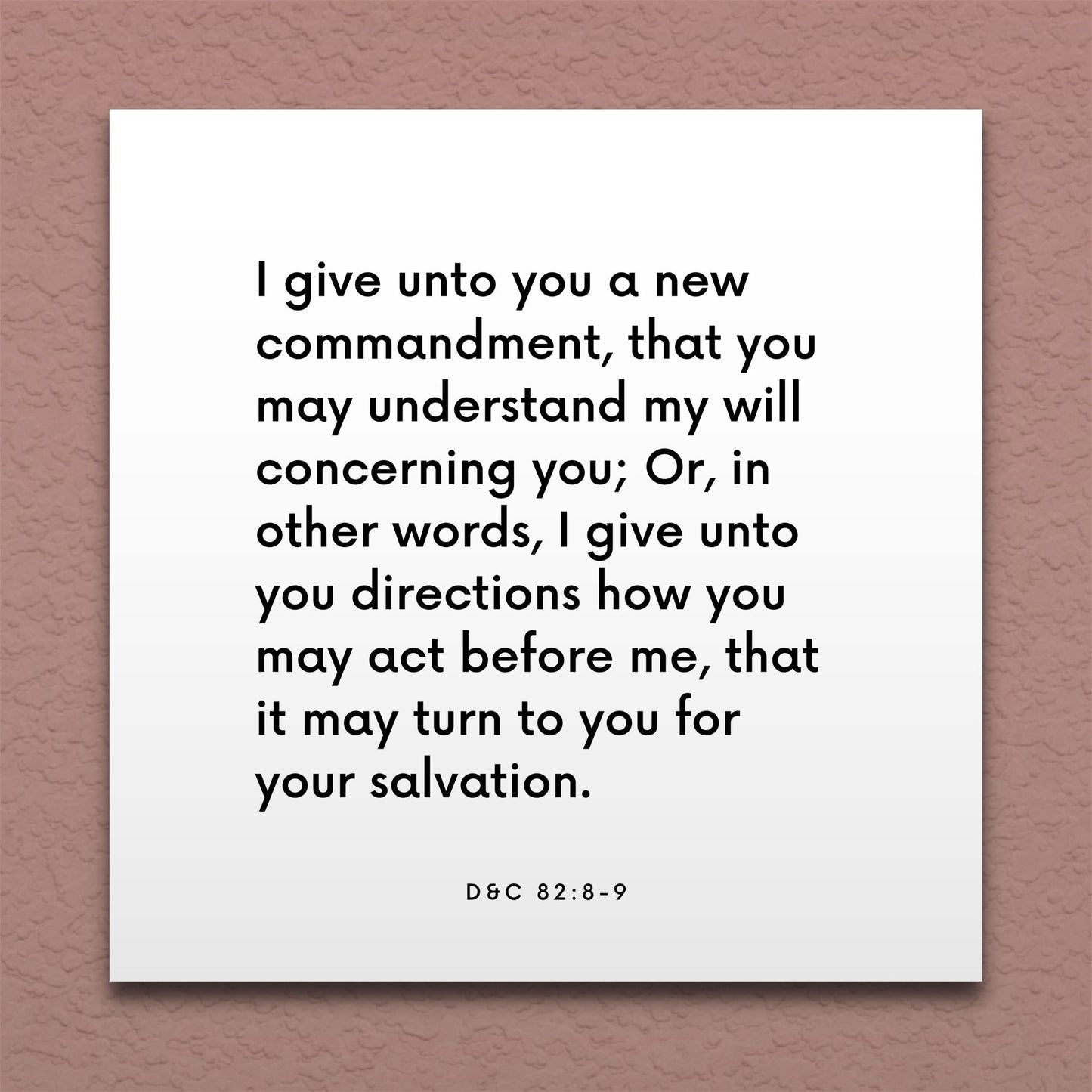 Wall-mounted scripture tile for D&C 82:8-9 - "In other words, I give unto you directions"