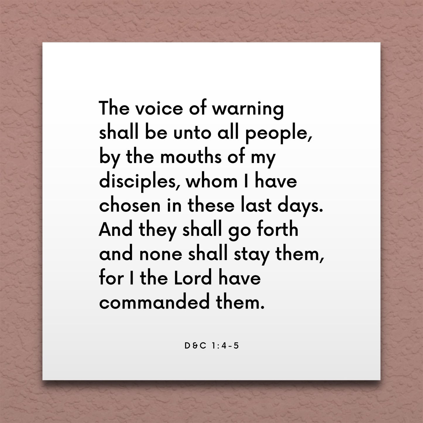 Wall-mounted scripture tile for D&C 1:4-5 - "The voice of warning shall be unto all people"