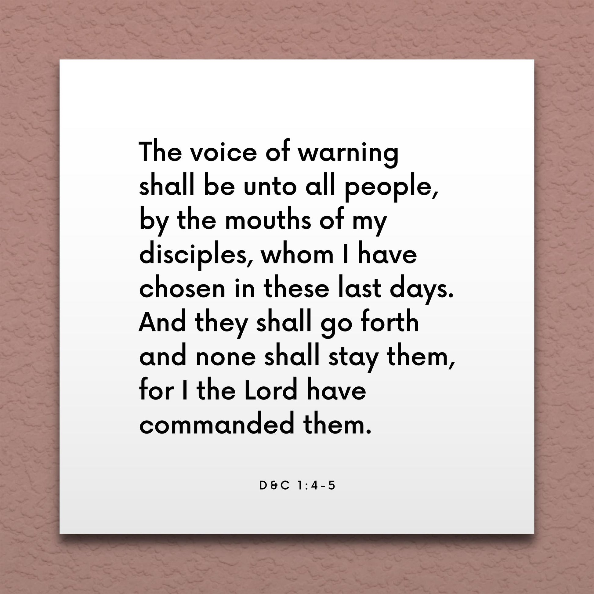 Wall-mounted scripture tile for D&C 1:4-5 - "The voice of warning shall be unto all people"